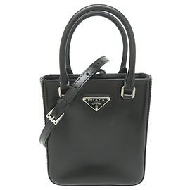 Prada Small Brushed Leather Women's Handbag Black