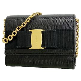 Bolsa de Ombro em Couro Vara Salvatore Ferragamo Preto