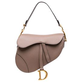 Bolsa Saddle Dior em couro de bezerro grão marrom Marrom Taupe