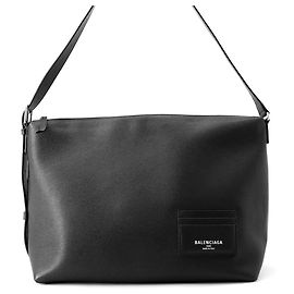 Balenciaga Black Leather Shoulder Bag Black