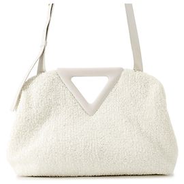 Bolsa de Ombro Bottega Veneta Medium em nylon e couro Branco Amarelo