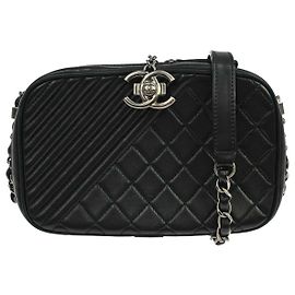 Chanel Coco Boy Camera Quilted Leather Small Noir