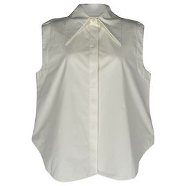 Blusa sem mangas com gola Jil Sander em algodão branco Branco