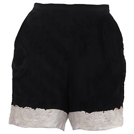 Shorts brodés taille haute Dries Van Noten en soie noire Noir