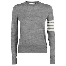 Thom Browne Diagonal Stripe Pullover Relaxed Fit Knit Light Grey Brown