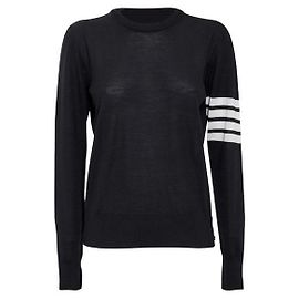 Thom Browne Diagonal Stripe Pullover Relaxed Fit Strick Navy Blau