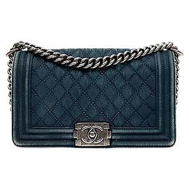 Chanel Medium Boy Bag Denim Blue Blue