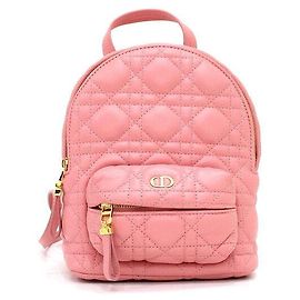 Dior Pink Lambskin Cannage Mini Women's Backpack Pink