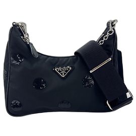 Prada 2005 Re-Nylon Sequin Handbag Black