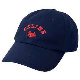 Céline Cappellino in cotone blu navy e rosso Celine Rosso Blu navy