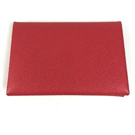 Hermès Hermes Calvi Visitenkartenetui Rot