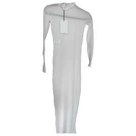Alaïa Turtleneck Long Dress in White White