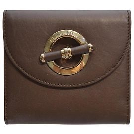 Christian Dior Brown Leather Wallet Brown
