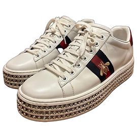 Gucci Ace Bee Platform Sneakers White Red Blue