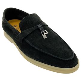 Mocassins Loro Piana Summer Charms Walk en daim noir Noir