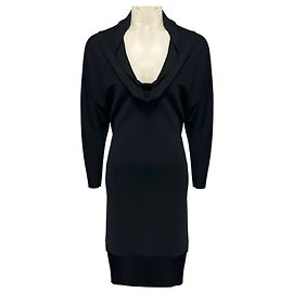 Balenciaga Black Draped Long Sleeved Crepe Dress Black