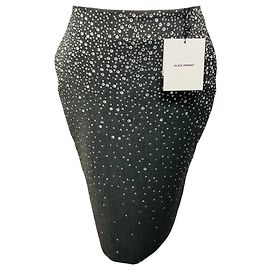 Autre Marque Alex Perry Slate Grey Crystal Tailored Bleistiftrock Grau