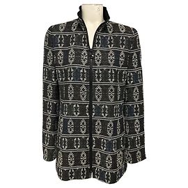 Akris Punto Black Multi Patterned Zip Front Wool Jacket Multiple colors