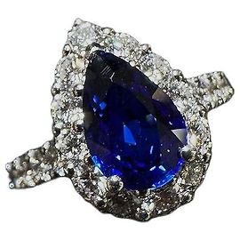 Bague Graff en saphir bleu et platine taille 48 Multicolore