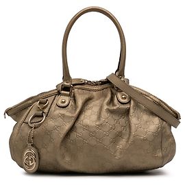 Borsa Satchel Gucci Guccissima Sukey Marrone Marrone
