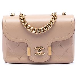 Bolsa Satchel Chanel Paris-Greece Archi Chic em couro de bezerro bege Bege