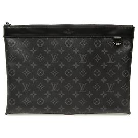 Black Louis Vuitton Monogram Eclipse Discovery Pochette GM Clutch Bag Black