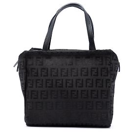 Fendi Mini Zucchino Canvas Handtasche Schwarz Schwarz