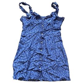 Autre Marque Robe en soie bleue Realisation Multicolore