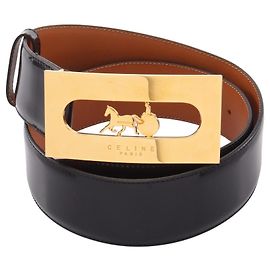 Céline Cinturón Celine Sulky Gold Hardware Negro