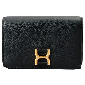 Chloé Marcie Leather Tri-fold Wallet Black