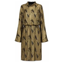 Autre Marque Sally LaPointe Gold and Black Patterned Sequined Dress Black Golden