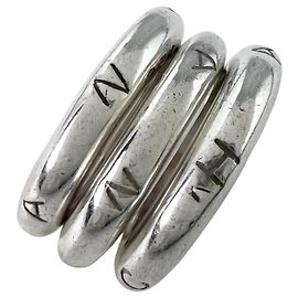 Anel Chanel Triple Logo em Prata Prata