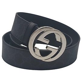 Cintura in pelle nera da uomo Gucci Nero