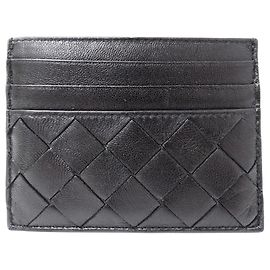 Bottega Veneta Black Leather Business Card Case Black