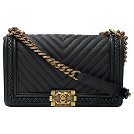 Chanel Boy V-Stitch Handbag Black