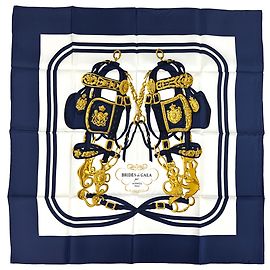 Hermès Lenço de seda Hermes Navy Azul marinho