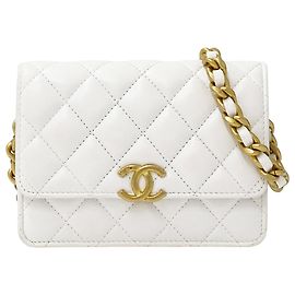 Mini mala Chanel Matelassé Branco Amarelo
