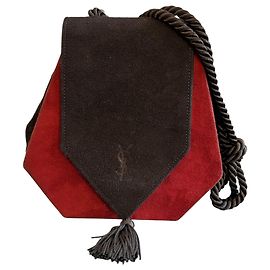 Borsa a tracolla Yves Saint Laurent in camoscio bicolore con nappe Altro