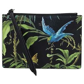 Pochette zippée Gucci imprimée tropicale multicolore noire Noir