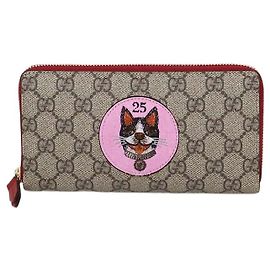 Portafoglio con zip Gucci Beige GG Supreme Canvas Limited Edition Bosco Patch Beige