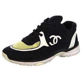 Chanel CC Sneakers Black White Yellow