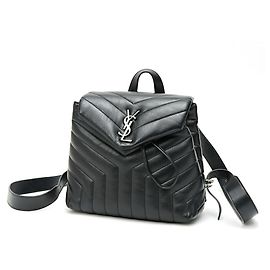 Saint Laurent Loulou Backpack in Black Leather Black