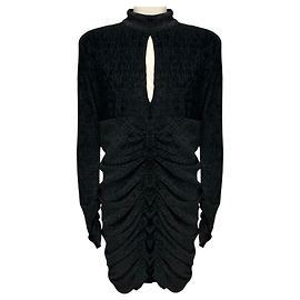 Robe mini en velours côtelé froncé Senna noire Rebecca Vallance Noir