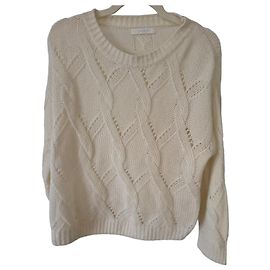 Autre Marque Cashmere-Pullover in Creme mit Zopfmuster Roh