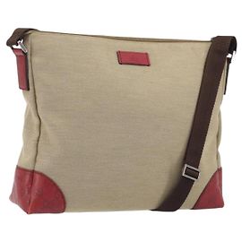 GUCCI GuccissimaGG Shoulder Bag Canvas Beige Red 257301 Altro