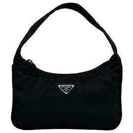 Prada Triangle Logo Hardware Nylon Mini Handbag Black