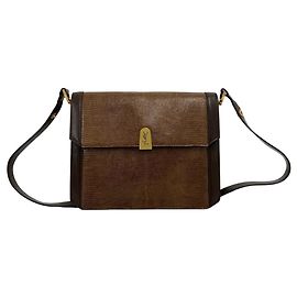 Bolsa de ombro em couro com logotipo vintage Yves Saint Laurent Marrom