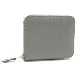 Hermès Monedero Hermes Azap Compact de seda Gris