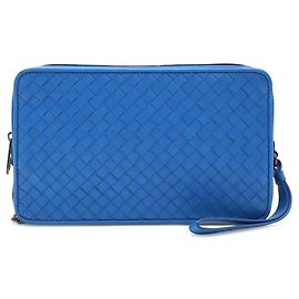 Pochette Bottega Veneta Intrecciato Bleu