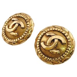 Boucles d'oreilles clips Chanel Coco Mark plaquées or Doré